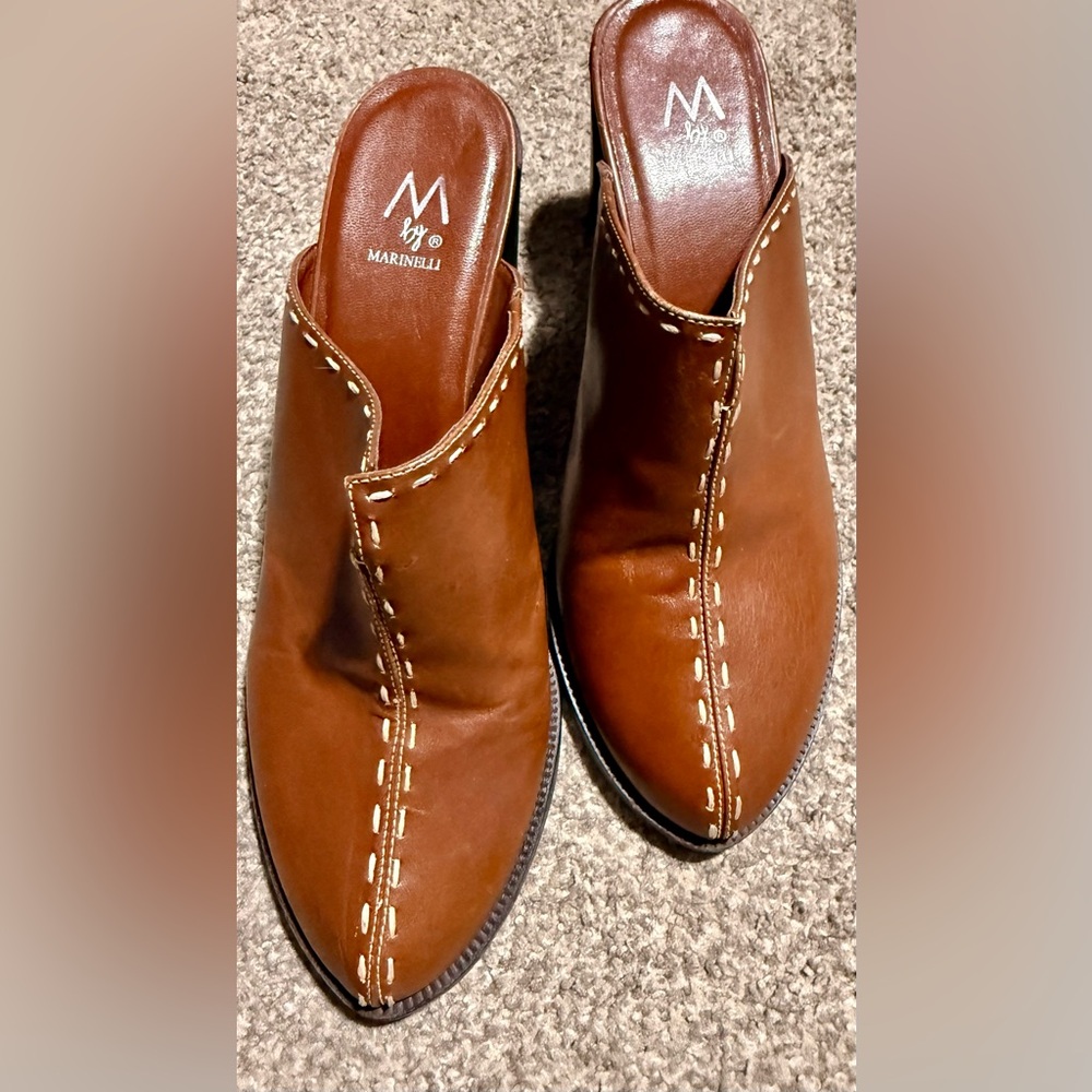 M by Marinelli Women's Erin Size-9M Tan Leather Mules